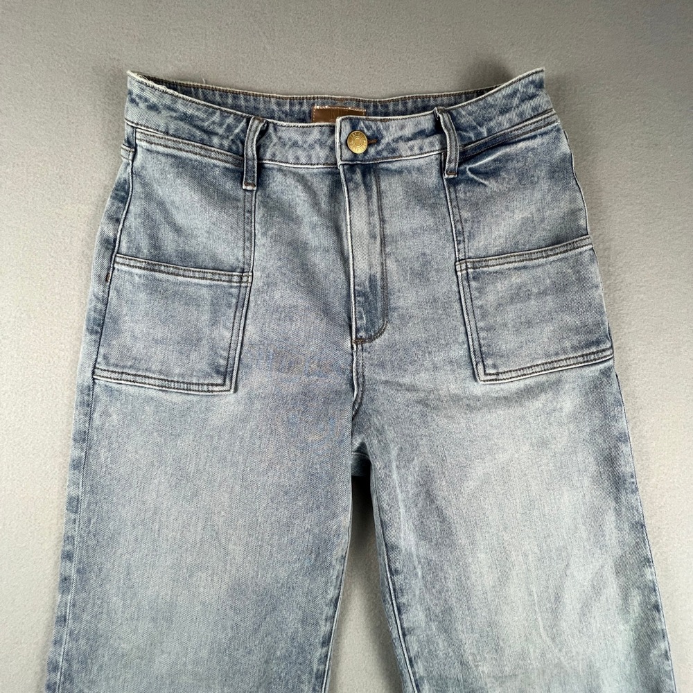 Kut from the Kloth Sienna Wide Leg Jeans Women 10 High Rise Patch Pocket - Picture 9 of 15